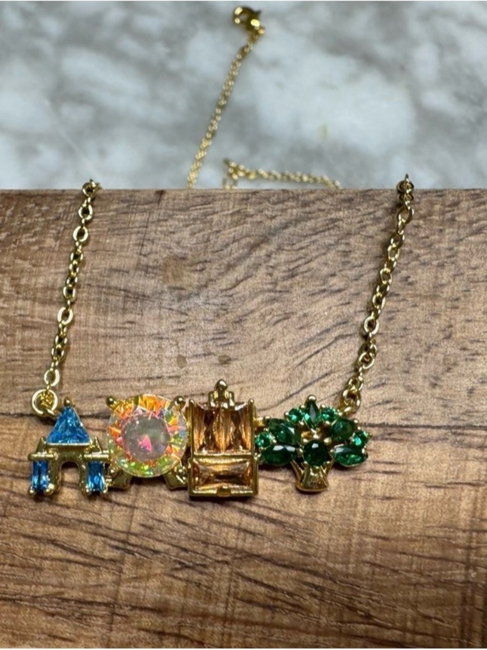 Disney inspired 4 parks necklace gold color